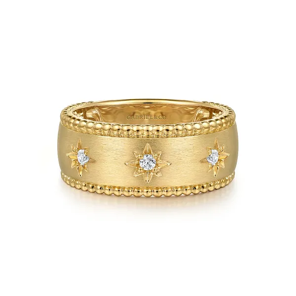 Women's Gabriel & Co. 14K Yellow Gold Bujukan Wide Diamond Fashion Ring Jim Kryshak Jewelers Wausau, WI