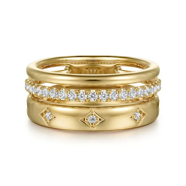 Women's 14K Yellow Gold Easy Stackable Diamond Fashion Ring Jim Kryshak Jewelers Wausau, WI