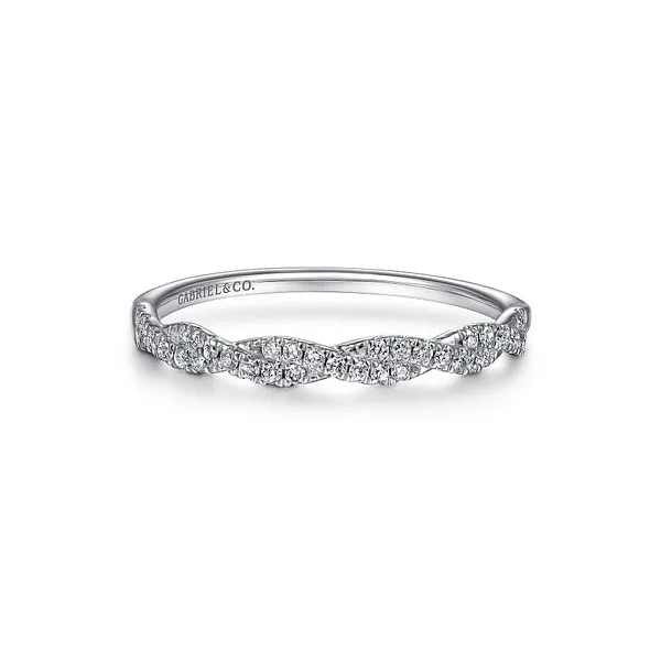 Gabriel & Co. 14K White Gold Twist Diamond Fashion Ring Jim Kryshak Jewelers Wausau, WI