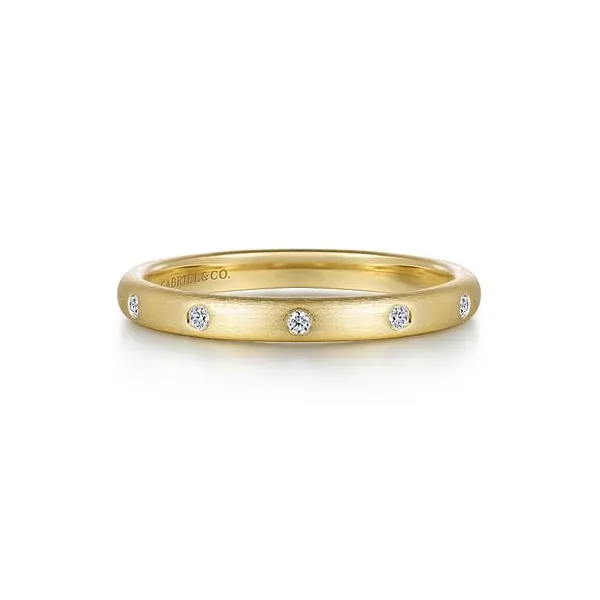 Gabriel & Co. 14K Yellow Gold Satin Stackable Diamond Fashion Ring Jim Kryshak Jewelers Wausau, WI