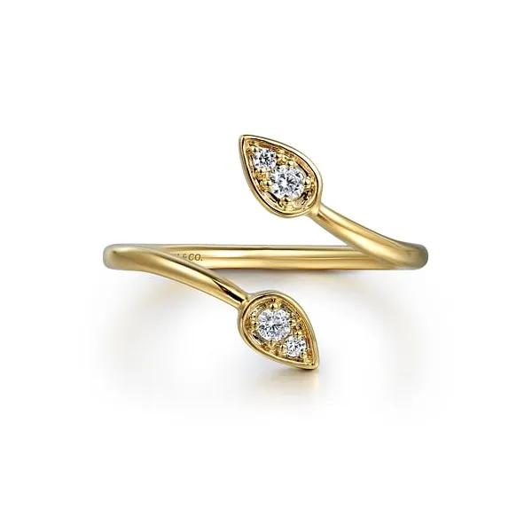 Gabriel & Co. 14K Yellow Gold Bypass Diamond Fashion Ring Jim Kryshak Jewelers Wausau, WI