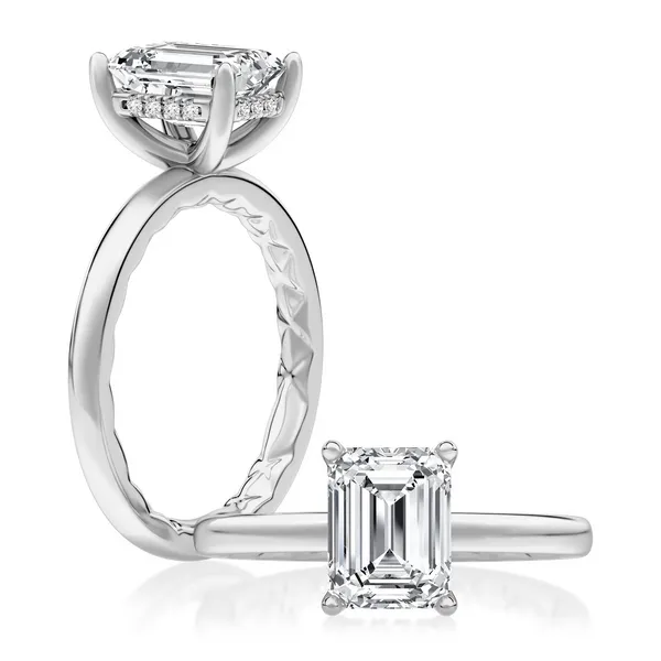 Emerald Hidden Halo Engagement Ring Setting Jim Kryshak Jewelers Wausau, WI