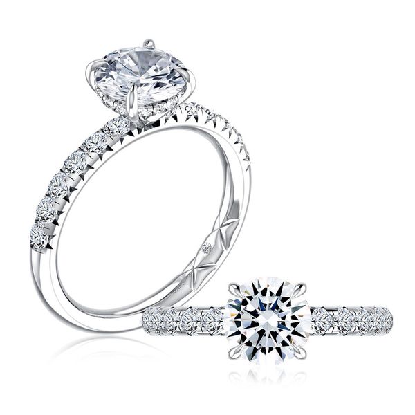 Round Hidden Halo Engagement Ring Setting Jim Kryshak Jewelers Wausau, WI