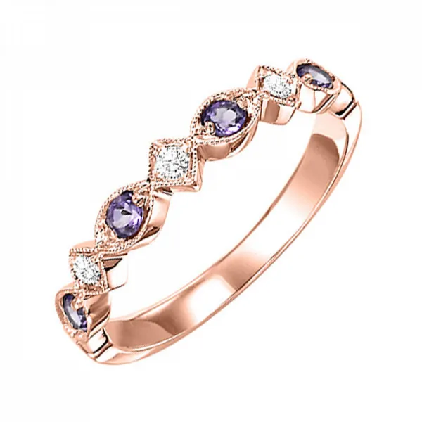 10K Rose Gold Amethyst and Diamond Stackable Ring Jim Kryshak Jewelers Wausau, WI