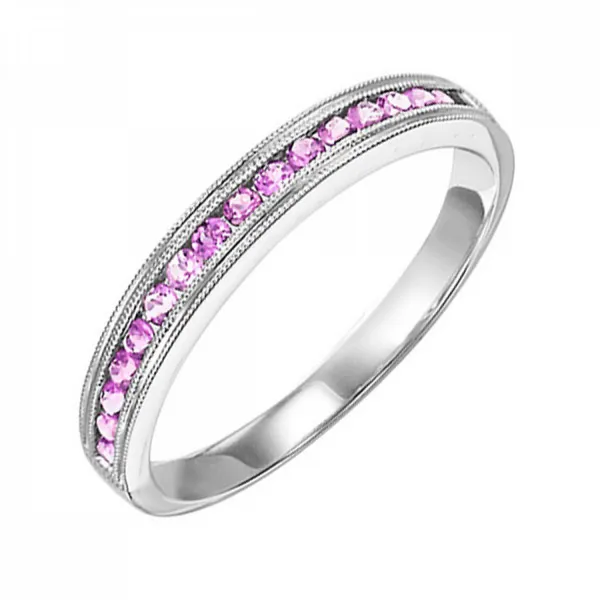10Kt White Gold Pink Sapphire Channel Ring Jim Kryshak Jewelers Wausau, WI