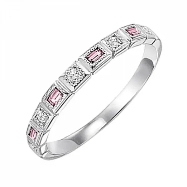 10Kt White Gold Pink Tourmaline and Diamond Stackable Ring Jim Kryshak Jewelers Wausau, WI