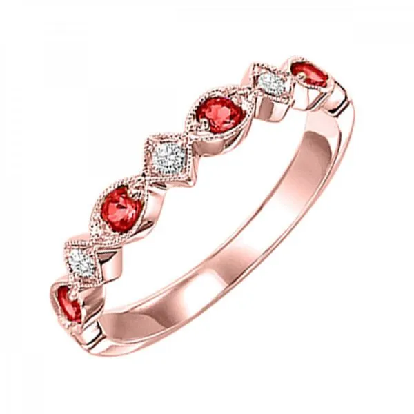 10Kt Rose Gold Ruby and Diamond Stackable Ring Jim Kryshak Jewelers Wausau, WI