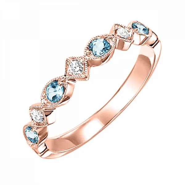 10K Rose Gold Blue Topaz and Diamond Stackable Ring Jim Kryshak Jewelers Wausau, WI
