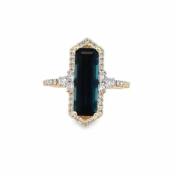 14Kt Yellow Gold Blue Topaz Halo Ring Jim Kryshak Jewelers Wausau, WI