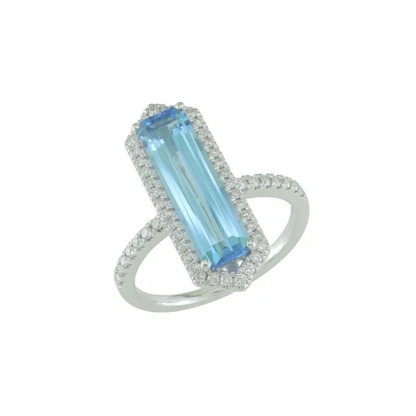 14K White Blue Topaz and Diamond Halo Ring Jim Kryshak Jewelers Wausau, WI