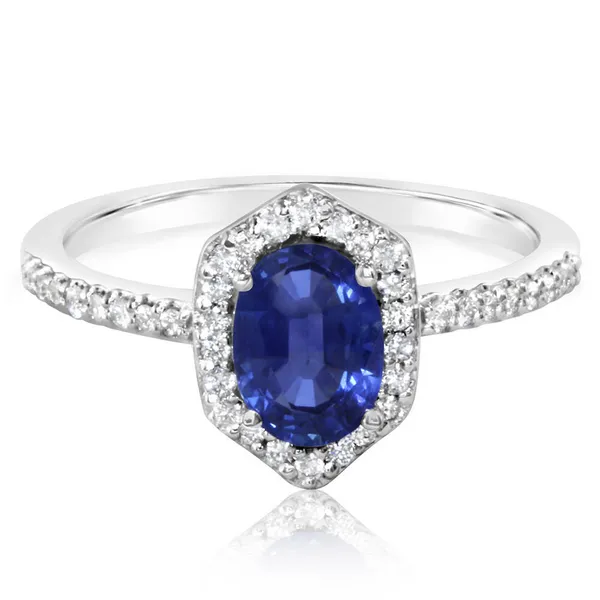 14K White Sapphire and Diamond Halo Ring Jim Kryshak Jewelers Wausau, WI