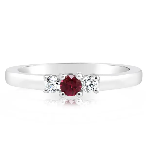 14K White 3 Stone Ruby and Diamond Ring Jim Kryshak Jewelers Wausau, WI