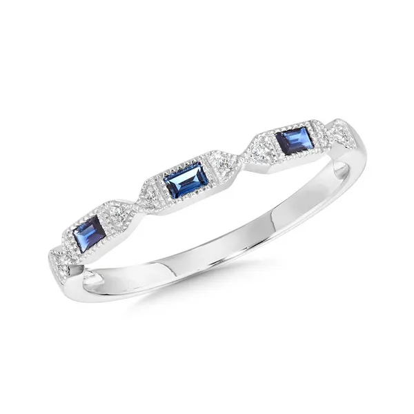 14Kt White Gold Sapphire and Diamond Stackable Ring Jim Kryshak Jewelers Wausau, WI