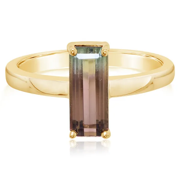 14Kt Yellow Gold Bi-Color Tourmaline Solitaire Ring Jim Kryshak Jewelers Wausau, WI