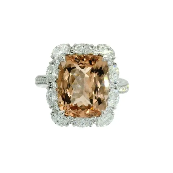 14K White Gold Morganite Halo Ring Jim Kryshak Jewelers Wausau, WI
