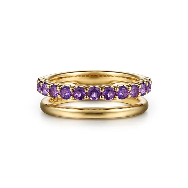 Gabriel & Co. 14K Yellow Gold Amethyst Stackable Ring Jim Kryshak Jewelers Wausau, WI