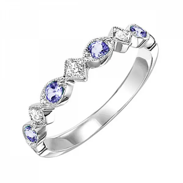 10K White Milgrain Stackable Colored Stone Ring Jim Kryshak Jewelers Wausau, WI
