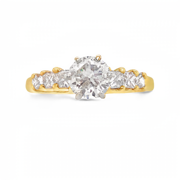 Yellow Gold Round Cut Natural Diamond Engagement Ring JMR Jewelers Cooper City, FL