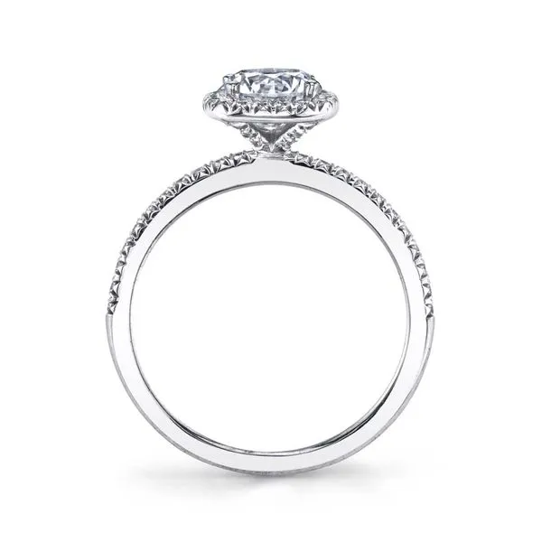 Sylvie White Gold Cushion Cut Diamond Engagement Ring wit...