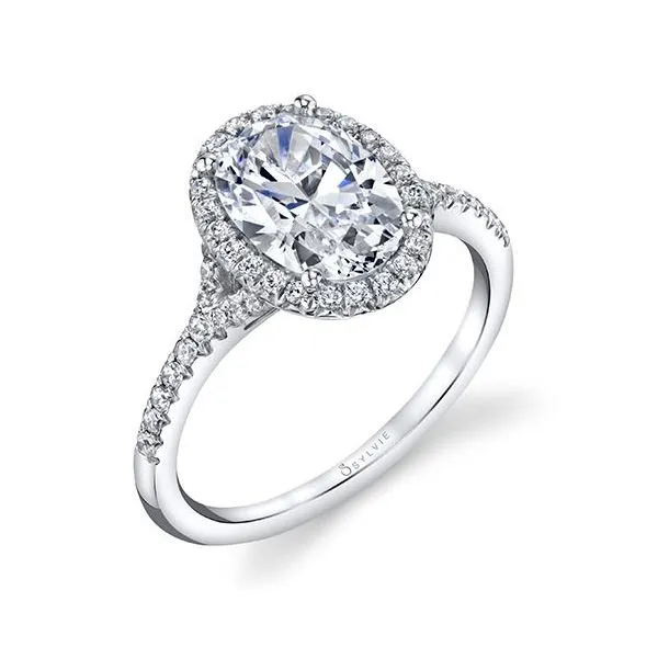 Sylvie White Gold Oval Cut Diamond Engagement Ring with Split Shank and Halo similar item image