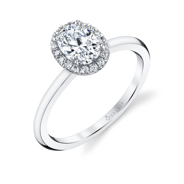 Sylvie White Gold Oval Cut Diamond Engagement Ring with Halo JMR Jewelers Cooper City, FL