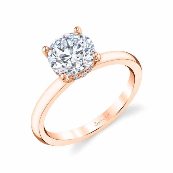 Sylvie Rose Gold Round Cut Diamond Engagement Ring with Hidden Halo JMR Jewelers Cooper City, FL
