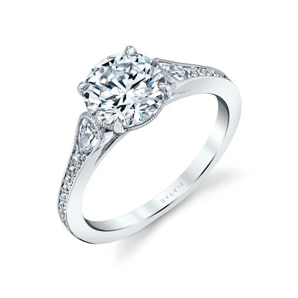 Sylvie White Gold Round Cut Diamond Engagement Ring