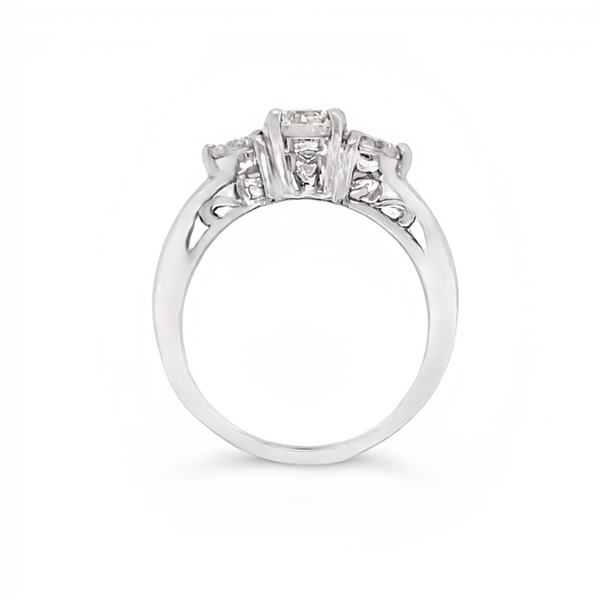 White Gold 3-Stone Round Cut Natural Diamond Engagement Ring Image 2 JMR Jewelers Cooper City, FL