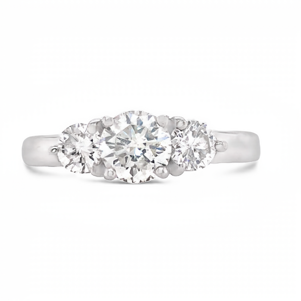 White Gold 3-Stone Round Cut Natural Diamond Engagement Ring JMR Jewelers Cooper City, FL