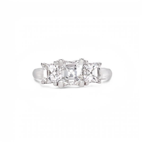 White Gold 3-Stone Princess Cut Natural Diamond Engagement Ring JMR Jewelers Cooper City, FL