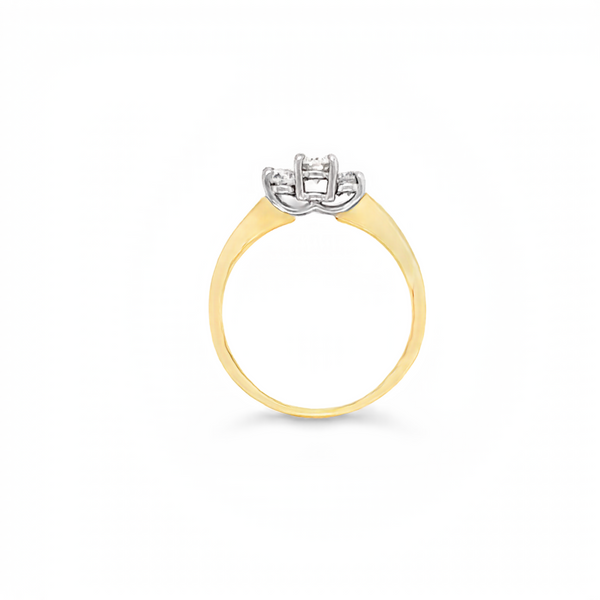 Yellow Gold and Platinum 3-Stone Oval Cut Natural Diamond Engagement Ring Image 2 JMR Jewelers Cooper City, FL