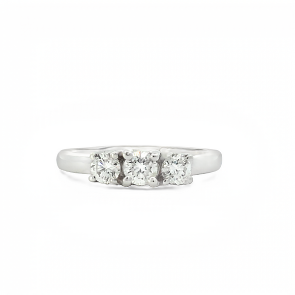 White Gold 3-Stone Round Cut Natural Diamond Engagement Ring JMR Jewelers Cooper City, FL