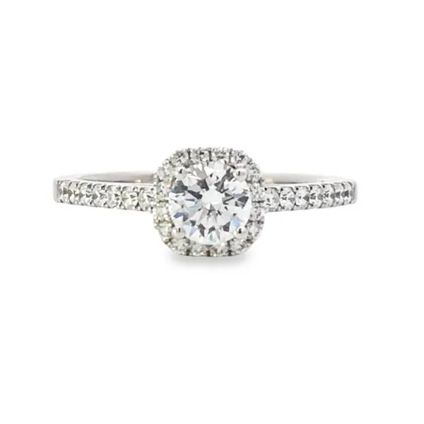 White Gold Round Cut Diamondl Engagement Ring with Halo