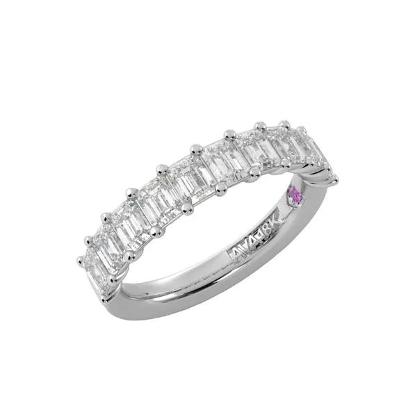 14K White Gold Emerald Cut Diamond Wedding Band