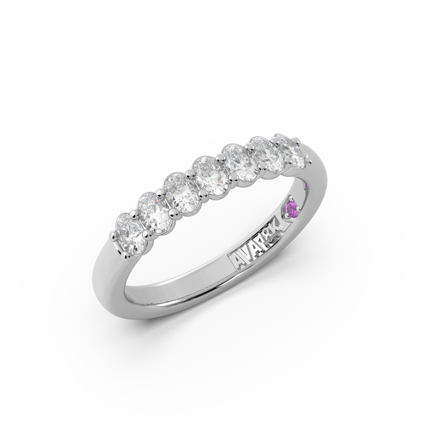 14Kt White 7 Stone Diamond Wedding Band JMR Jewelers Cooper City, FL