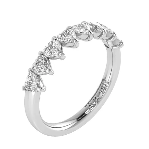 14Kt White Gold Heart Cut Diamond Band