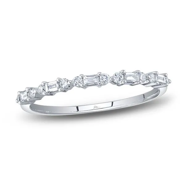 14K White Gold Diamond Baguette Wedding Band