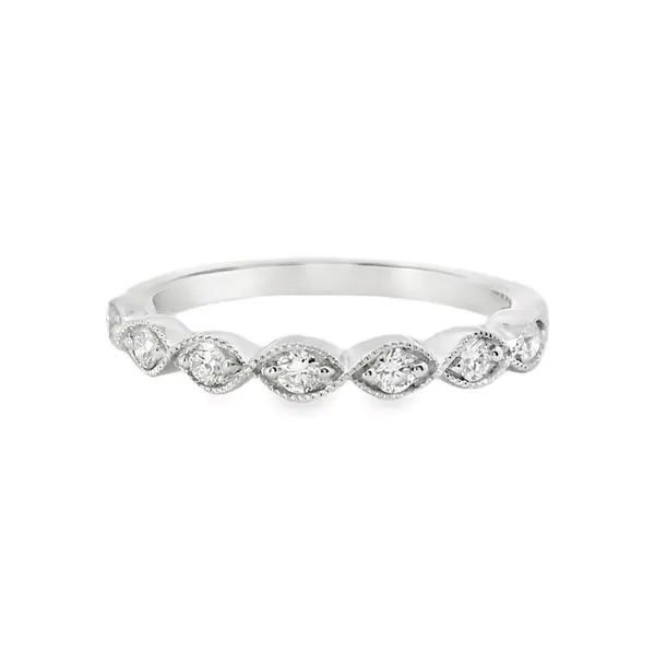 14K White Gold Marquis Shaped Diamond Wedding Band