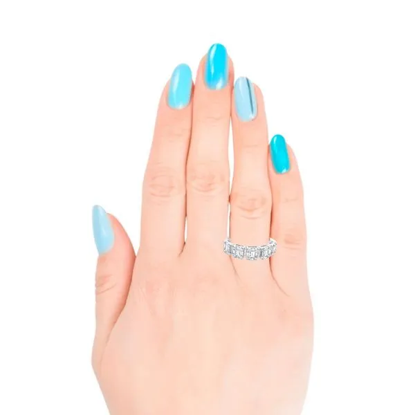 14 Karat White Gold Baguette and Round Diamond Wedding Band Image 2 JMR Jewelers Cooper City, FL