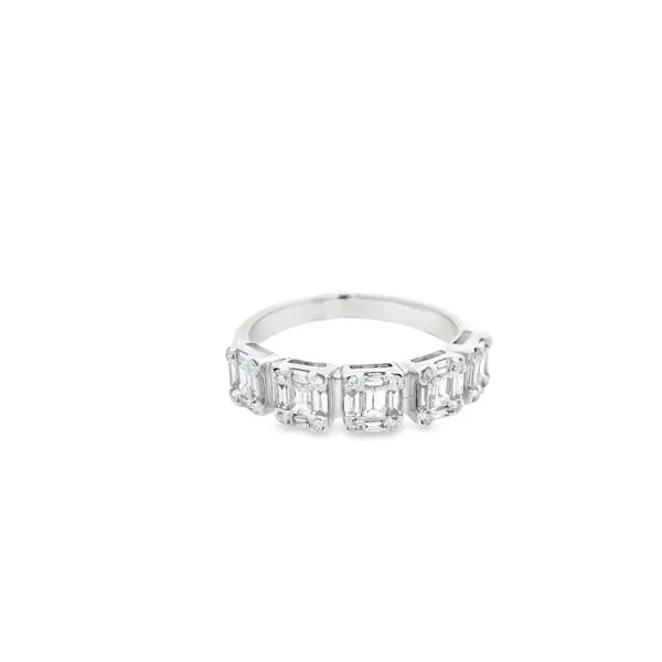 14 Karat White Gold Baguette and Round Diamond Wedding Band JMR Jewelers Cooper City, FL