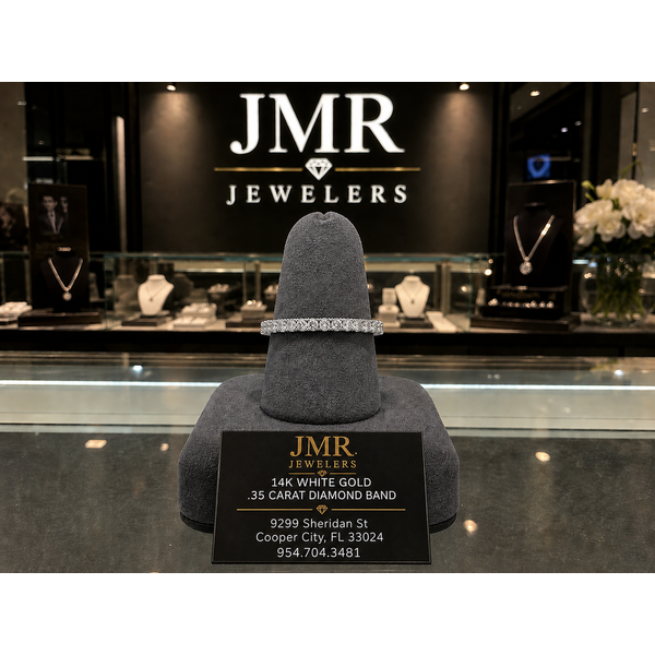14 Karat White Gold Diamond Wedding Band Image 2 JMR Jewelers Cooper City, FL