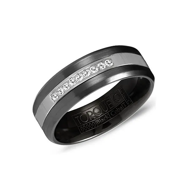 Mens Diamond Wedding Band in Cobalt .09cttw 7mm