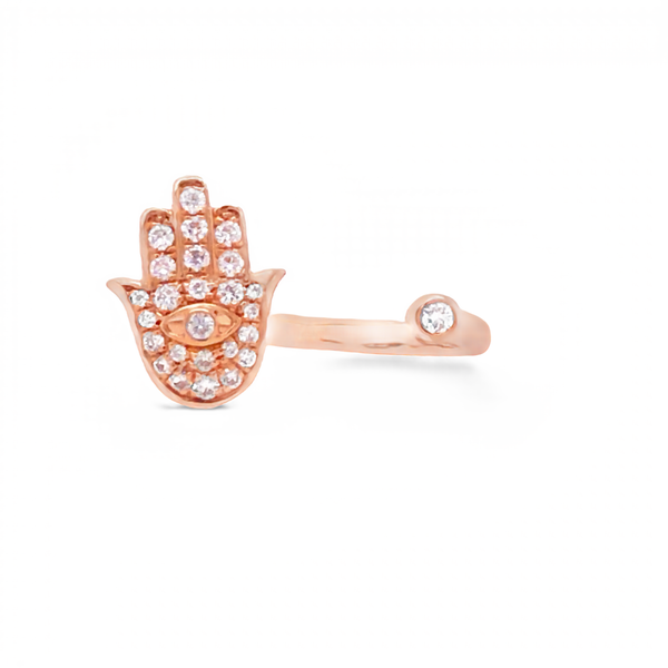 14K Rose Gold Diamond Hamsa Fashion Ring JMR Jewelers Cooper City, FL