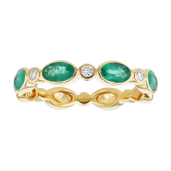 14K Yellow Gold Diamond and Emerald Fashion Ring