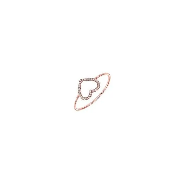 14K Rose Gold Diamond Open Heart Fashion Ring