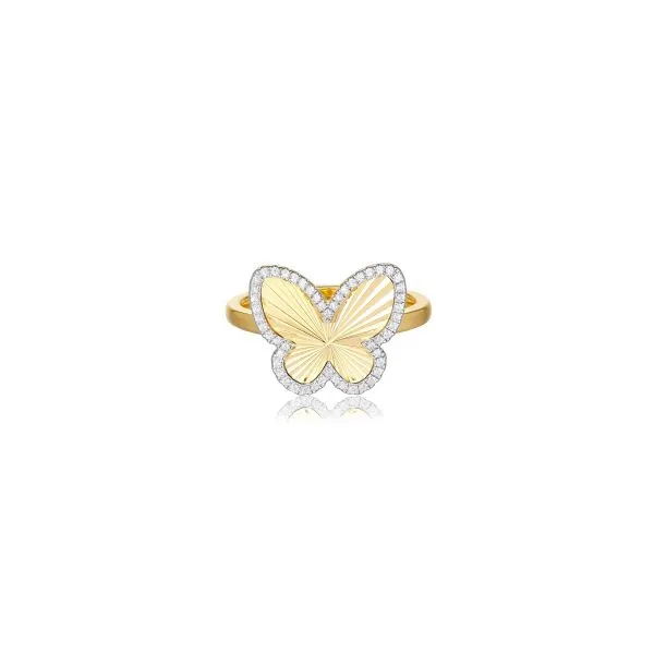 14Kt Yellow Gold Diamond Butterfly Fashion Ring