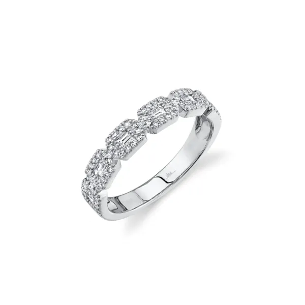 14Kt White Gold Diamond Baguette Fashion Ring
