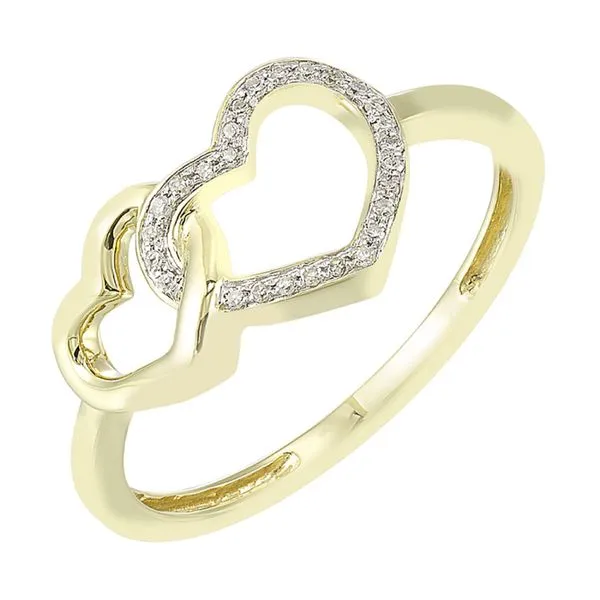 10K Yellow Gold Diamond Double Heart Fashion Ring JMR Jewelers Cooper City, FL