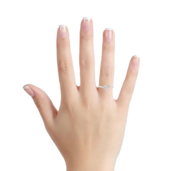 14 Karat White Gold Diamond Cross Fashion Ring