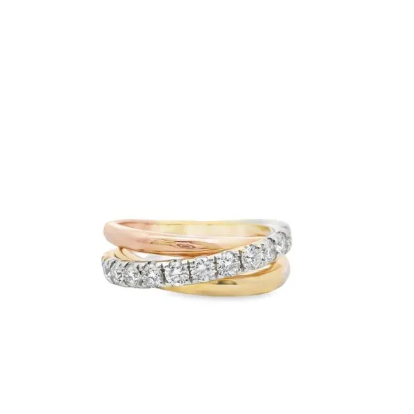 18 Karat Tri Color Diamond Fashion Ring